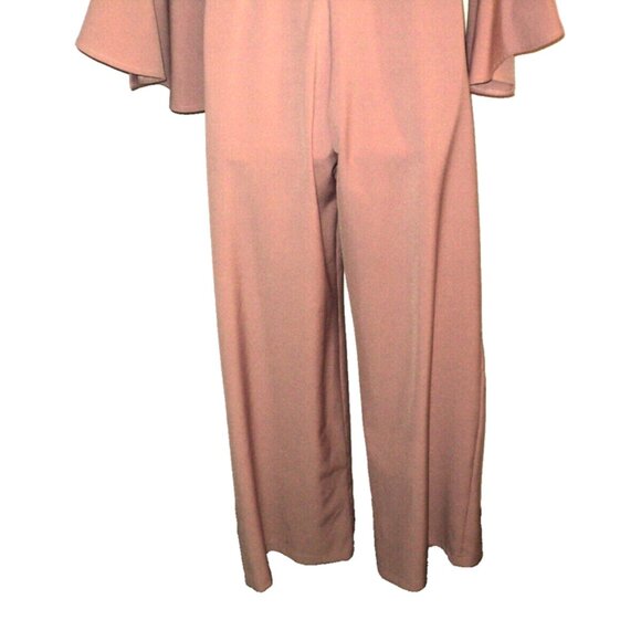 CBR Women's Size L Formal Jumpsuit Light Mauve Tie Belt Flare Sleeves Defect! - Picture 6 of 10